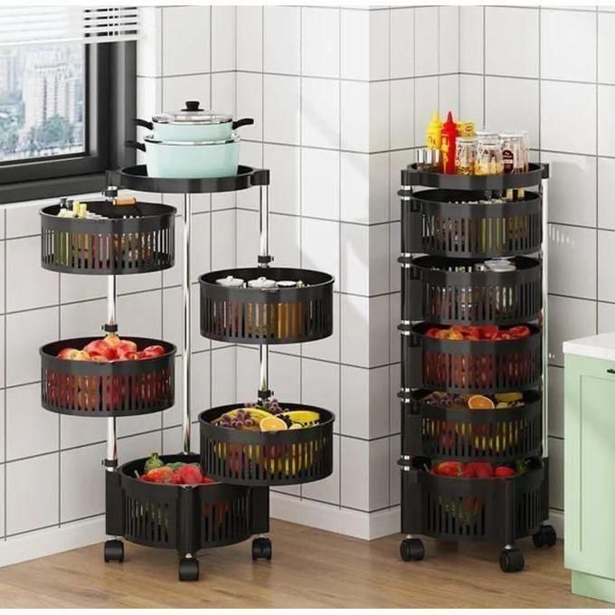 4 Layers Rotatable Fruit Rack Multi-Layer Movable Fruit Vegetable Snack Stand Household Shelf