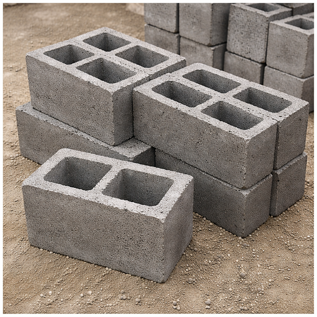 Standard Hollow Concrete Blocks Used in Construction 