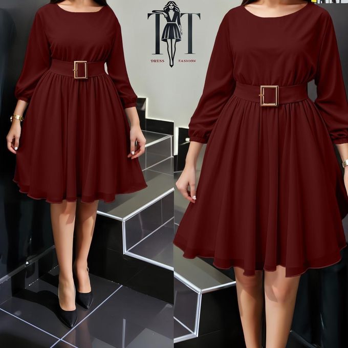 High Quality Chiffon Official/Casual Ladies Skater & Dress With Belt