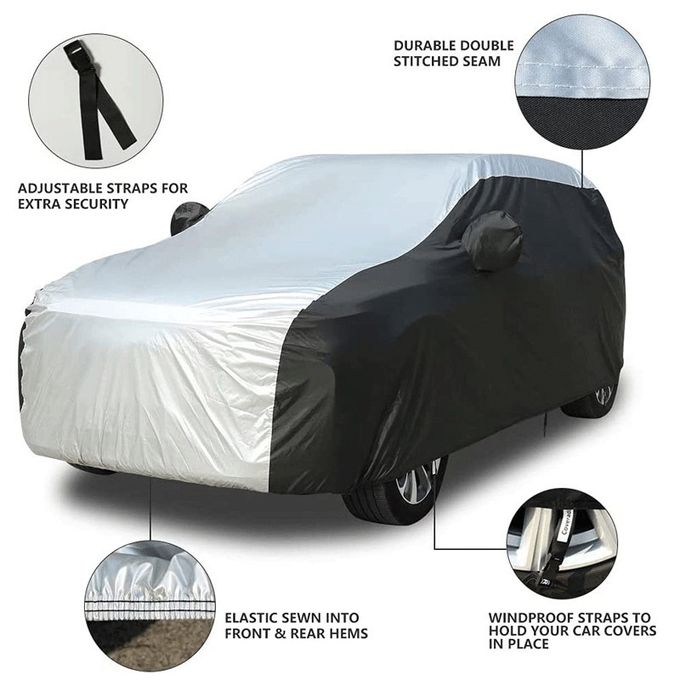 Sunscreen, Rainproof And Heat-insulating Full Car Cover - Silver And Black - XL (490-185-150)